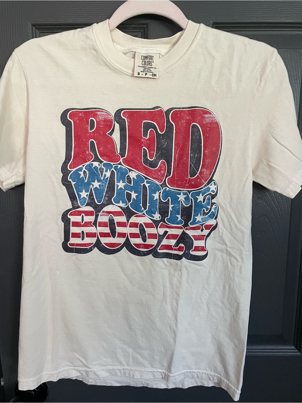 Comfort Colors Off-White Red White Boozy' Graphic Tee
